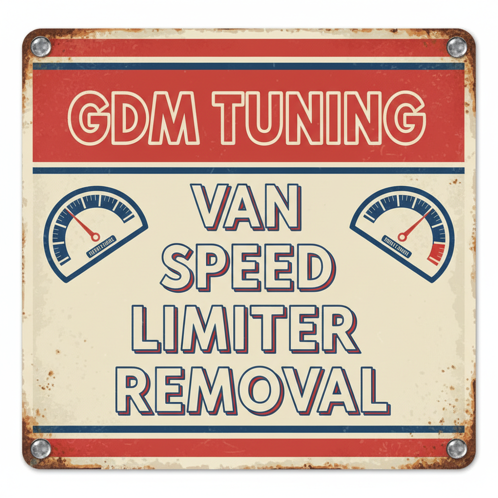 GDM Tuning Van Speed Limiter Removal 1950s garage sign